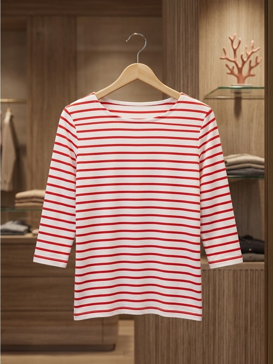 GAP Tops - GAP Red and White Striped Boatneck Long Sleeve Tee